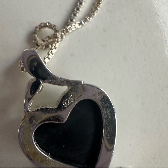 Silver Heart Pendant Necklace with mosaic opal  hearts - Picture 5 of 6